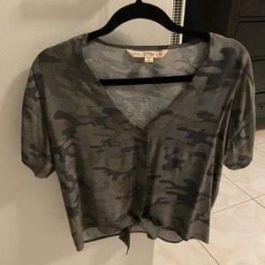 Camo Button up blouse/ top